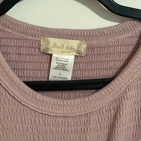 #153 ALTAR'D STATE MAUVE LAVENDER SMOCKED CROP TOP LARGE - Picture 3 of 4